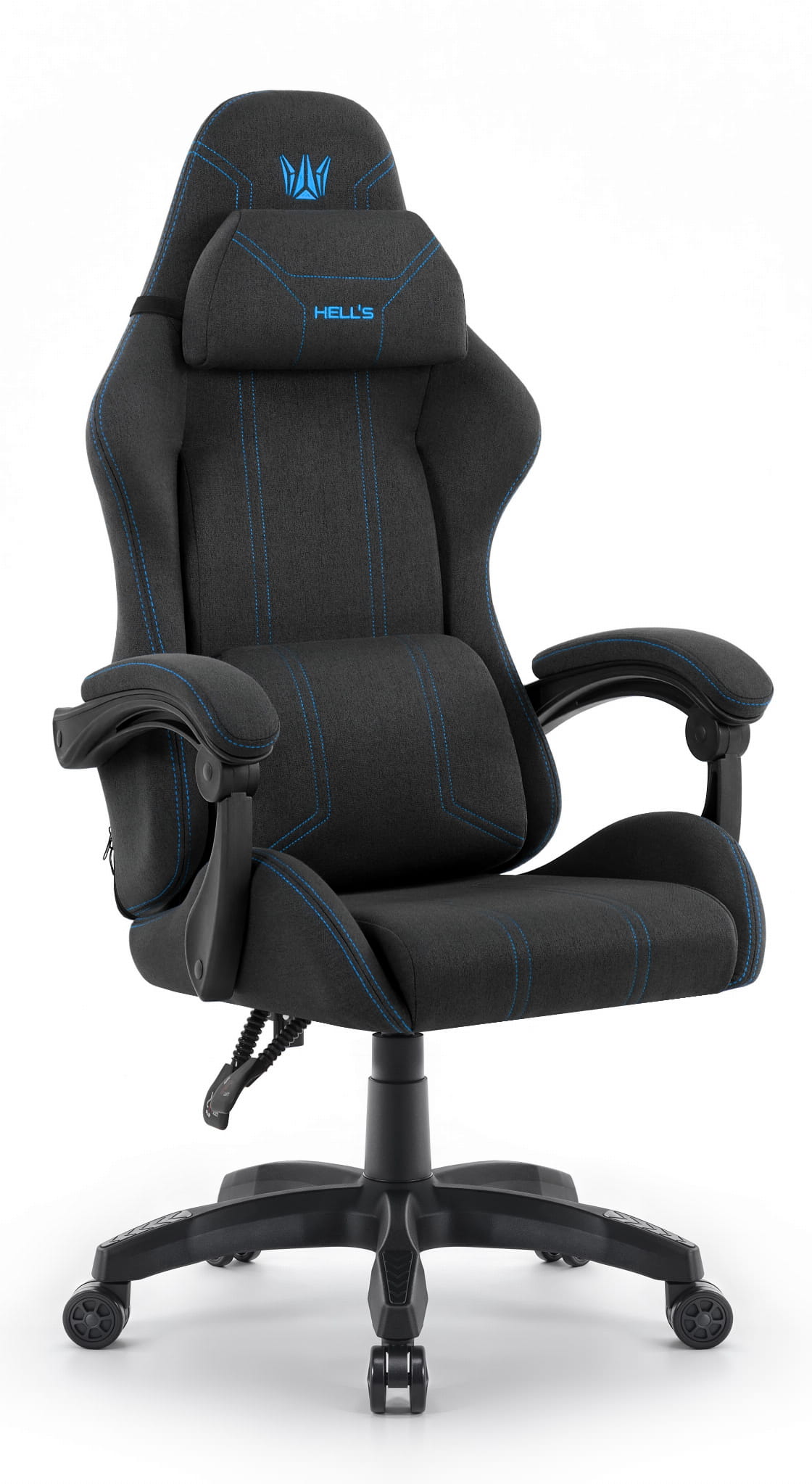 Fotel-gamingowy-Hells-Chair-HC-1014-Czarny-Niebieski-Tkanina Геймерське крісло Hell's Chair HC-1014 Black Blue тканина - Зображення 1
