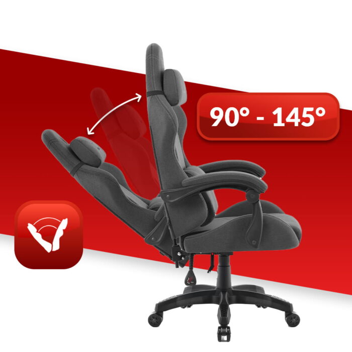 Геймерське крісло Hell's Chair HC-1014 Grey Black тканина - Зображення 7