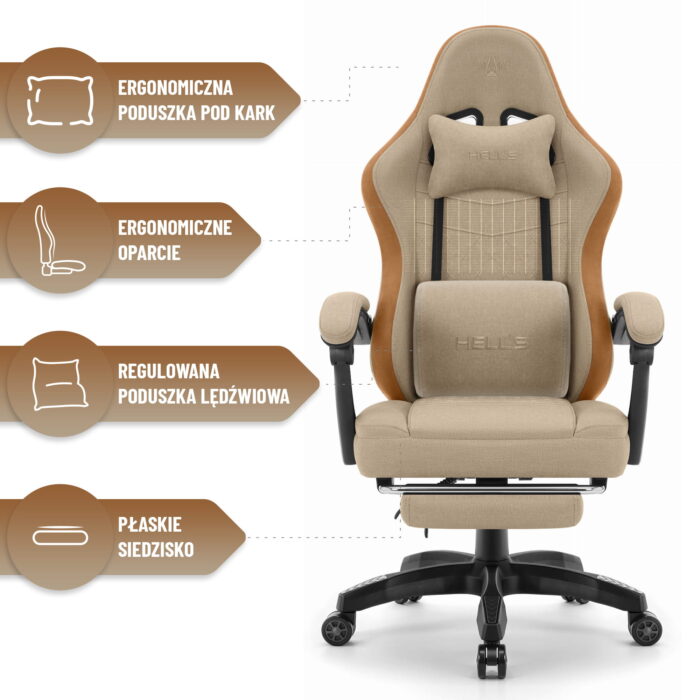 Геймерське крісло Hell's Chair HC-1015 Beige тканина - Зображення 8