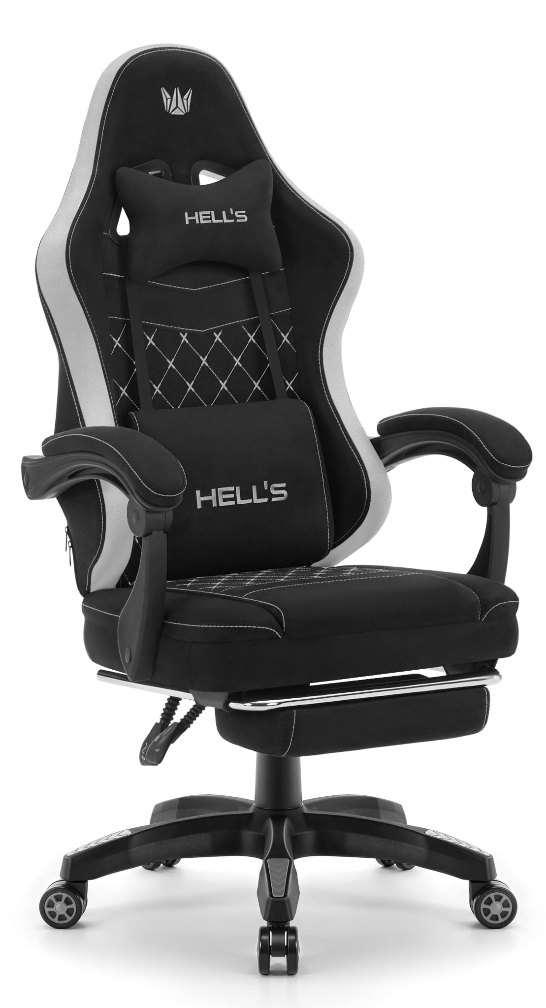 Fotel-gamingowy-Hells-Chair-HC-1015-Black-Grey-Czarny-Szary-Tkanina Геймерське крісло Hell's Chair HC-1015 Black Grey тканина - Зображення 1