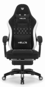 Геймерське крісло Hell's Chair HC-1015 Black White тканина - Зображення 3