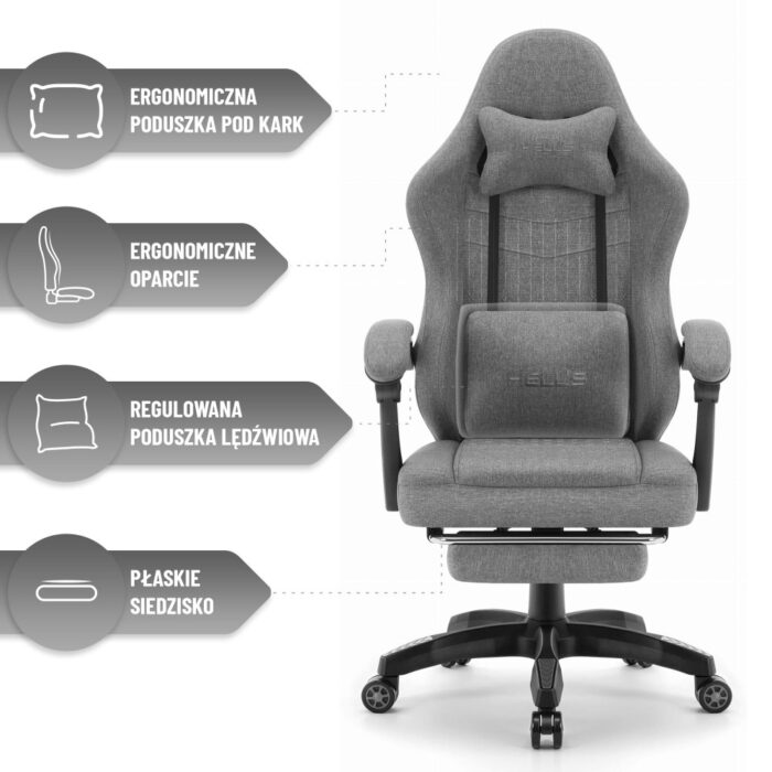 Геймерське крісло Hell's Chair HC-1015 Grey тканина - Зображення 11