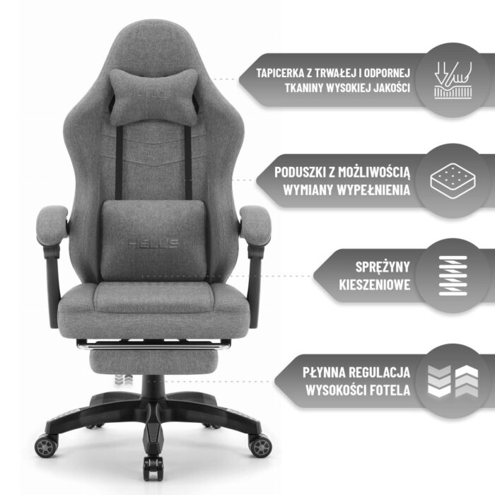 Геймерське крісло Hell's Chair HC-1015 Grey тканина - Зображення 8