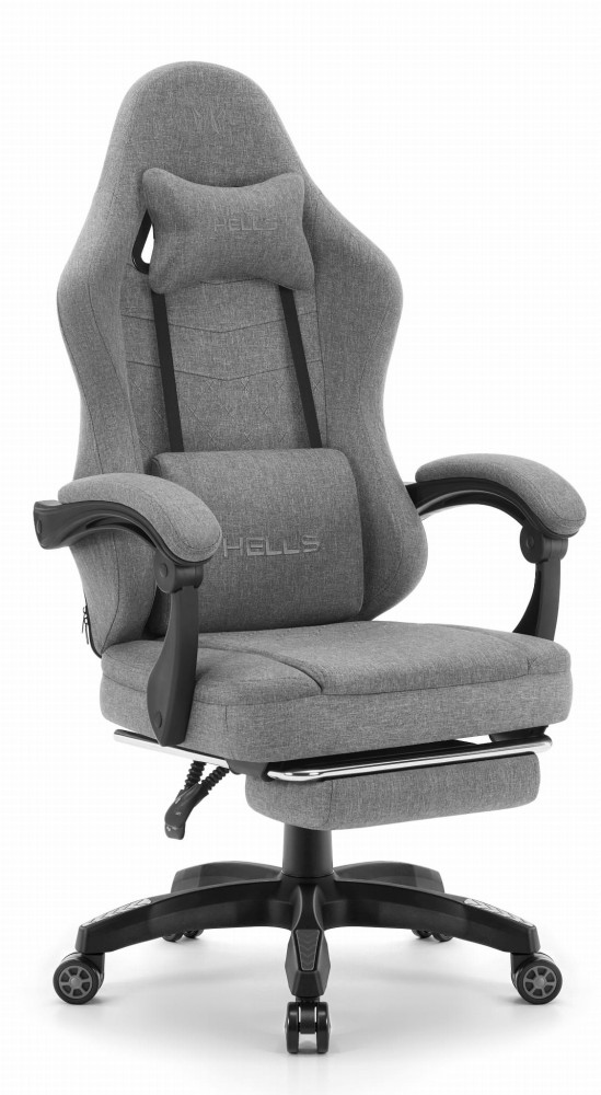 Fotel-gamingowy-Hells-Chair-HC-1015-Grey-Szary-Tkanina Геймерське крісло Hell's Chair HC-1015 Grey тканина - Зображення 1