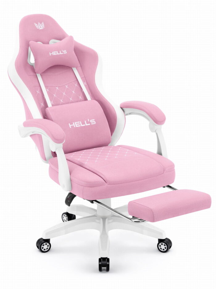 Геймерське крісло Hell's Chair HC-1015 Pink White тканина - Зображення 7
