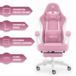 Геймерське крісло Hell's Chair HC-1015 Pink White тканина - Зображення 8