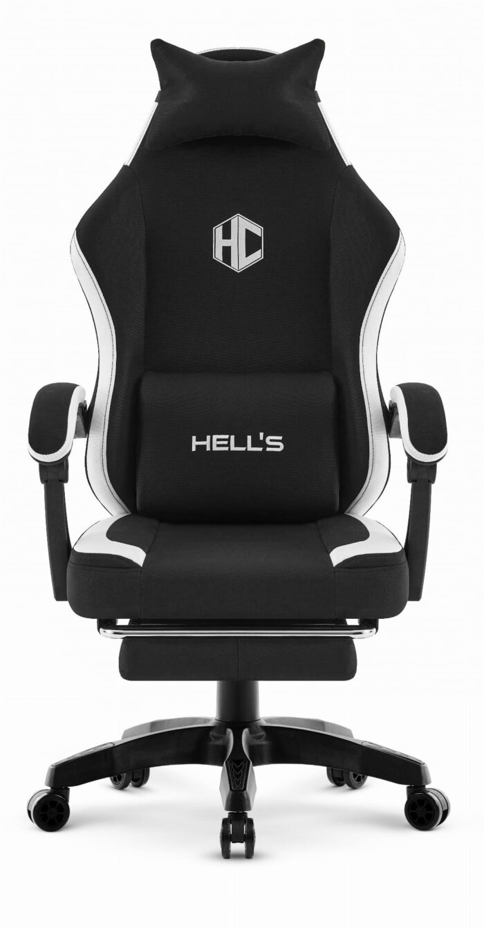 Геймерське крісло Hell's Chair HC-1016 Black White тканина - Зображення 2