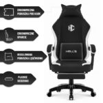 Геймерське крісло Hell's Chair HC-1016 Black White тканина - Зображення 8