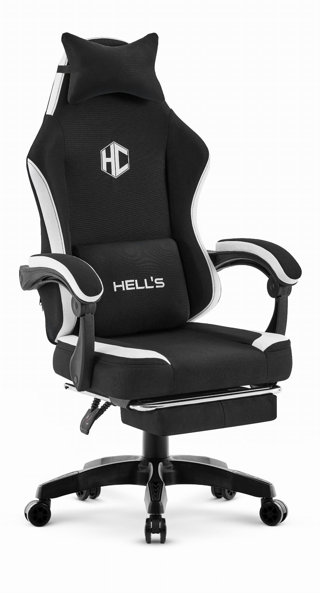 Fotel-gamingowy-Hells-Chair-HC-1016-Black-White-Czarny-Bialy-Tkanina Геймерське крісло Hell's Chair HC-1016 Black White тканина - Зображення 1
