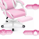 Геймерське крісло Hell's Chair HC-1039 2.0 Pink White тканина - Зображення 7