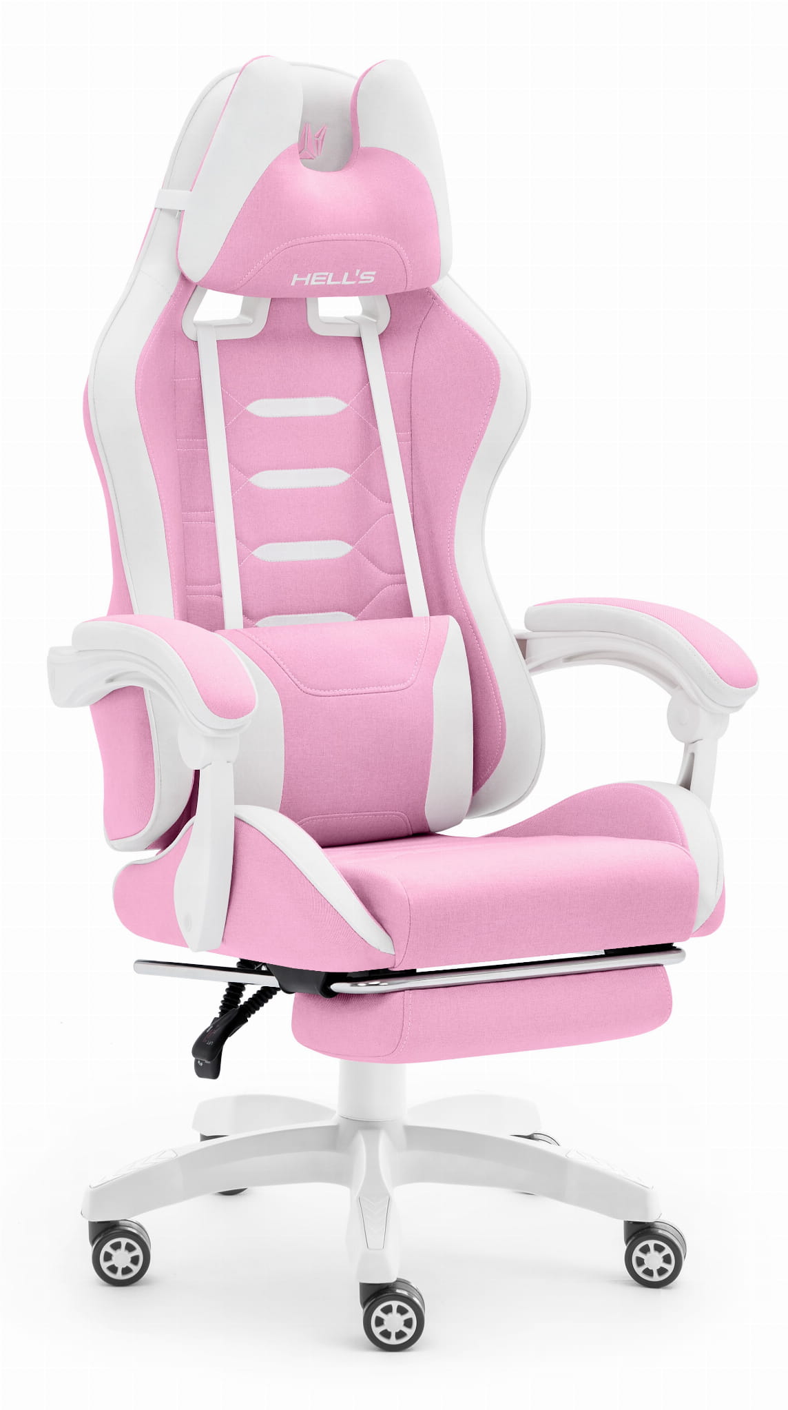 Fotel-gamingowy-Hells-Chair-HC-1039-2.0-Pink-White-Bialy-Rozowy Геймерське крісло Hell's Chair HC-1039 2.0 Pink White тканина - Зображення 1