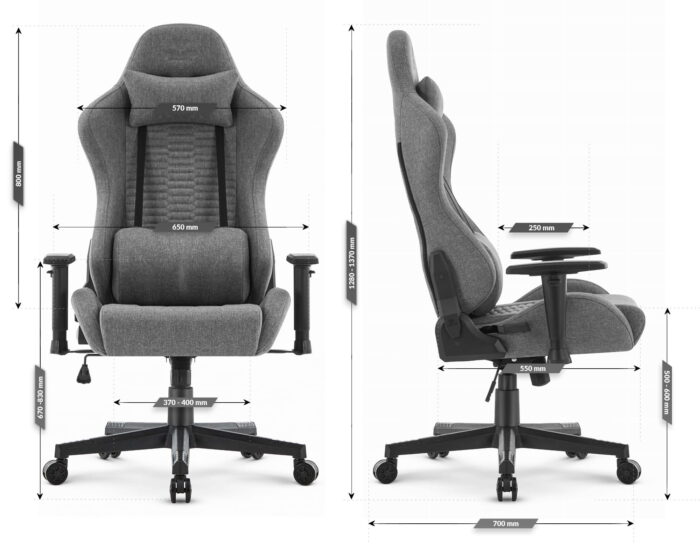 Геймерське крісло Hell's Chair HC-2000 Grey Black тканина - Зображення 9