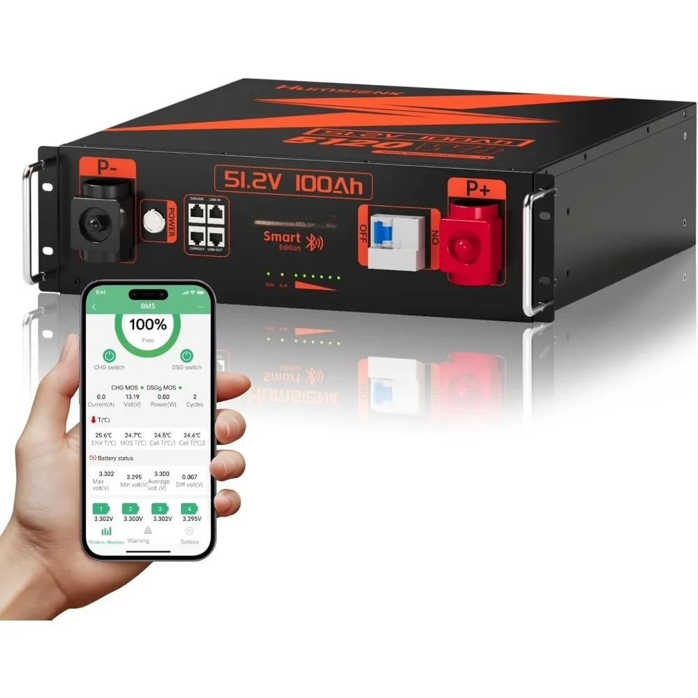 S1d0b42f647b642728ab234ef4699f8e74-1 Накопичувач енергії Humsienk 5,12 Вт LiFePO4 3U (HS48V100AH100RACK-3U-EU) - Зображення 1