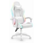 Геймерське крісло екошкіра Hell's Chair HC- 1000 White LED
