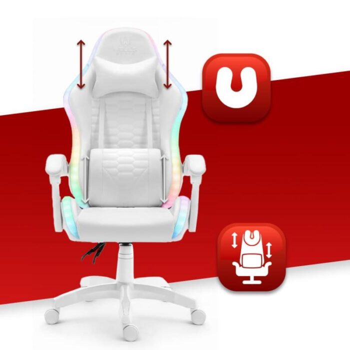Геймерське крісло екошкіра Hell's Chair HC- 1000 White LED - Зображення 8