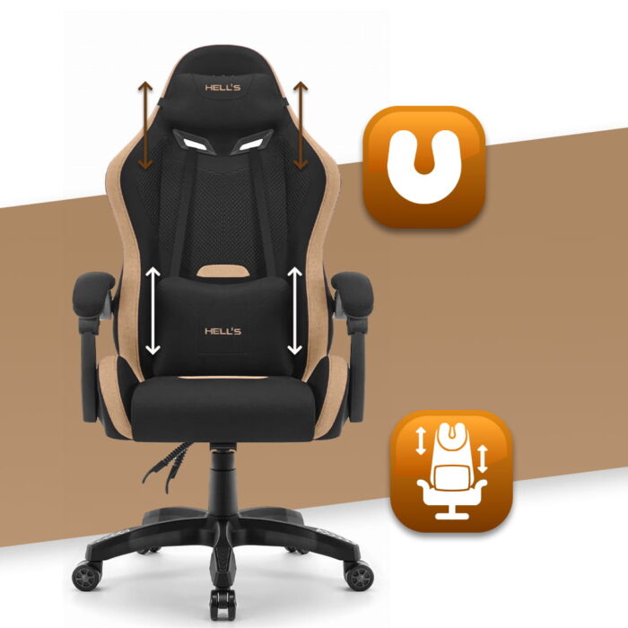Геймерське крісло Hell's Chair HC-1012 Black  Biege тканина/замша - Зображення 5