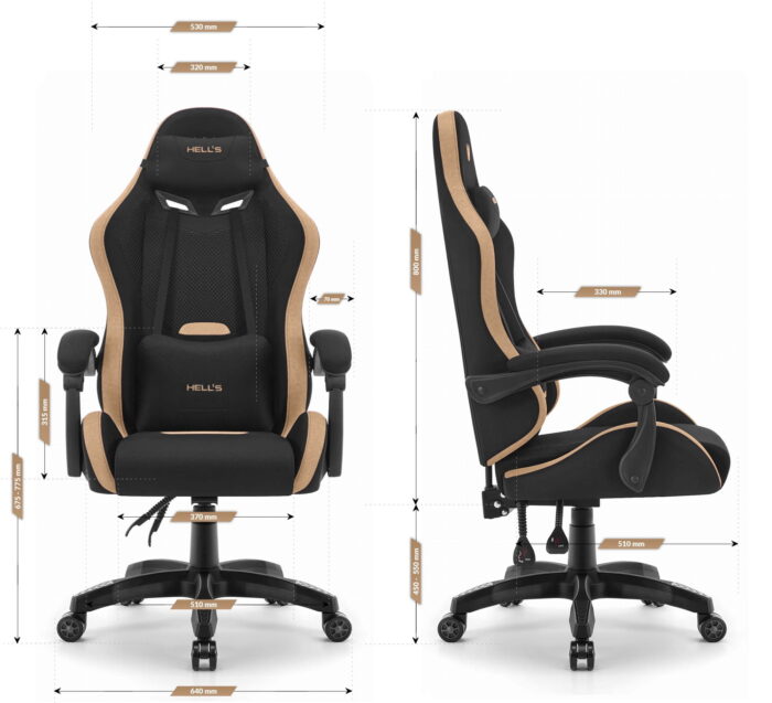 Геймерське крісло Hell's Chair HC-1012 Black  Biege тканина/замша - Зображення 2