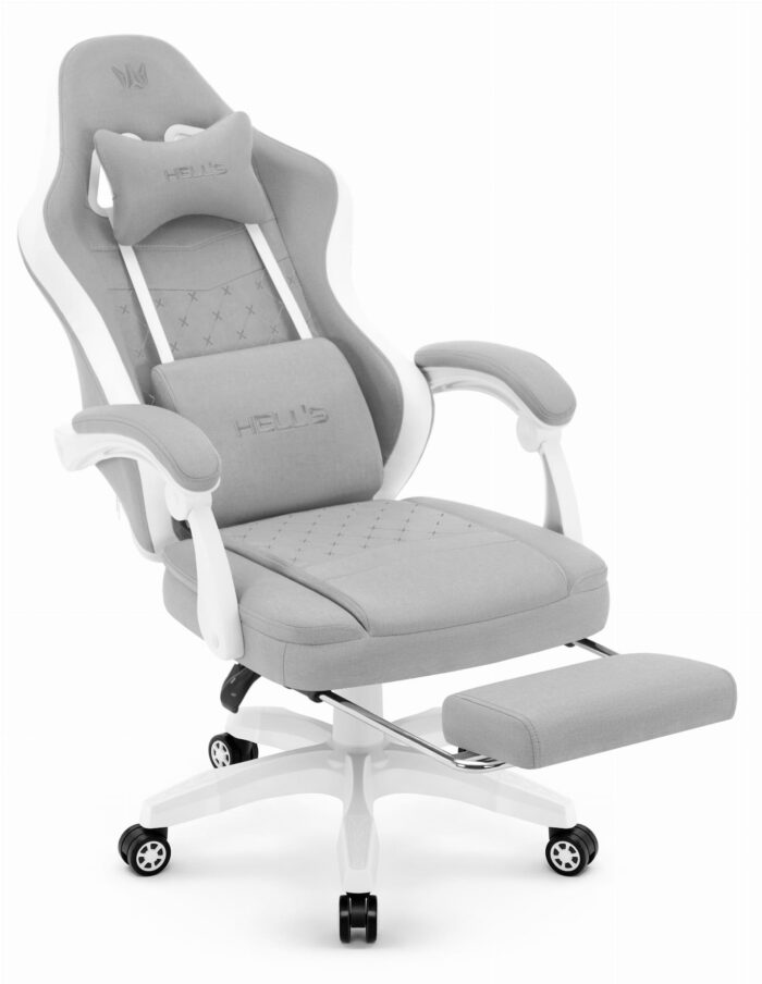 Геймерське крісло Hell's Chair HC-1015 Grey White тканина - Зображення 8