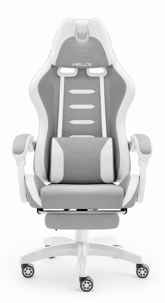 Геймерське крісло Hell's Chair HC-1039 2.0 Grey White тканина - Зображення 10