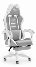Геймерське крісло Hell's Chair HC-1039 2.0 Grey White тканина