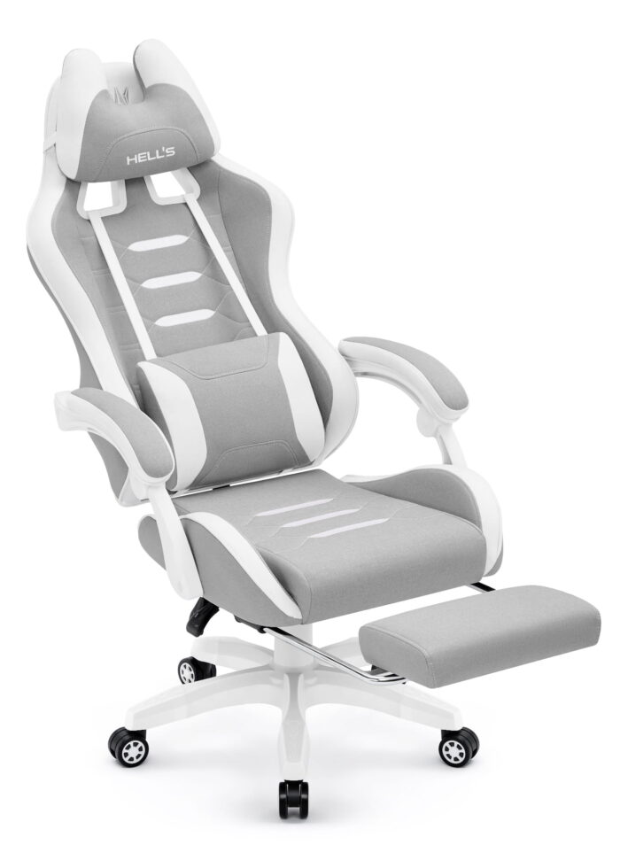 Геймерське крісло Hell's Chair HC-1039 2.0 Grey White тканина - Зображення 7