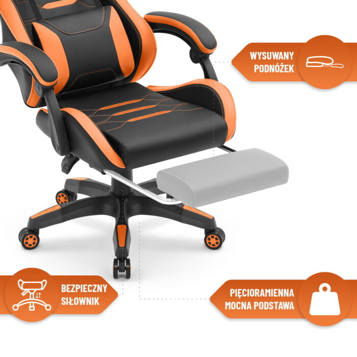 Геймерське крісло Hell's Chair HC-1039 2.0 Orange екошкіра - Зображення 5