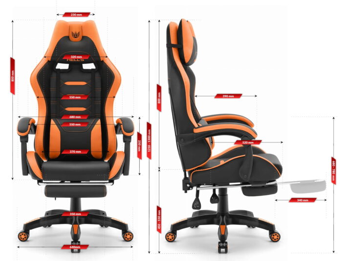 Геймерське крісло Hell's Chair HC-1039 2.0 Orange екошкіра - Зображення 2