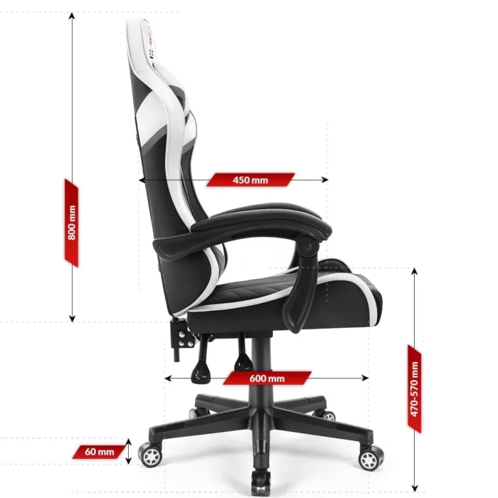 Геймерське крісло екошкіра Hell's Chair HC- 1004 White-Black - Зображення 9