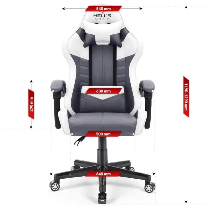 Геймерське крісло тканина+еко шкіра Hell's Chair HC- 1004 White-Grey - Зображення 9