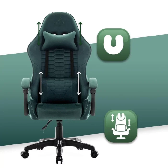 Геймерське крісло тканинне Hell's Chair HC-1000 Green - Зображення 7