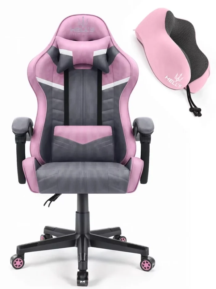 Геймерське крісло тканина  Hell's Chair HC- 1004 сіро-рожеве - Зображення 2