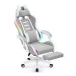 Геймерське крісло Hell's Chair HC-1039 2.0 LED RGB Grey White тканина - Зображення 4