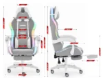 Геймерське крісло Hell's Chair HC-1039 2.0 LED RGB Grey White тканина - Зображення 5