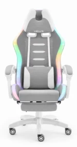 Геймерське крісло Hell's Chair HC-1039 2.0 LED RGB Grey White тканина - Зображення 2