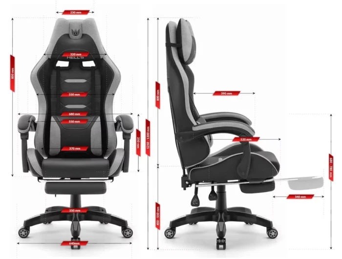 Геймерське крісло Hell's Chair HC-1039 2.0 Gray Black тканина - Зображення 2