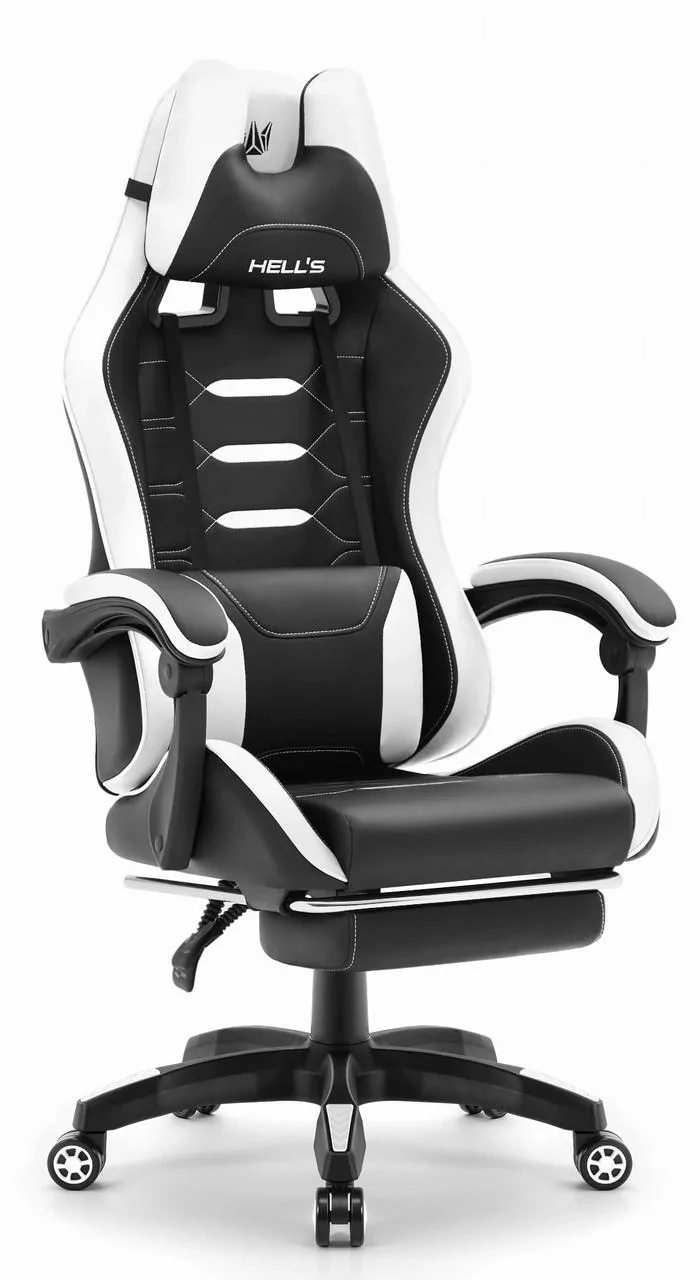 kompyuterne-krislo-hells-hc-1039-white-ekoshkira_7d001f95dc8e2cf_1920x9000 Геймерське крісло Hell's Chair HC-1039 2.0 White (чорно-біле) екошкіра - Зображення 1