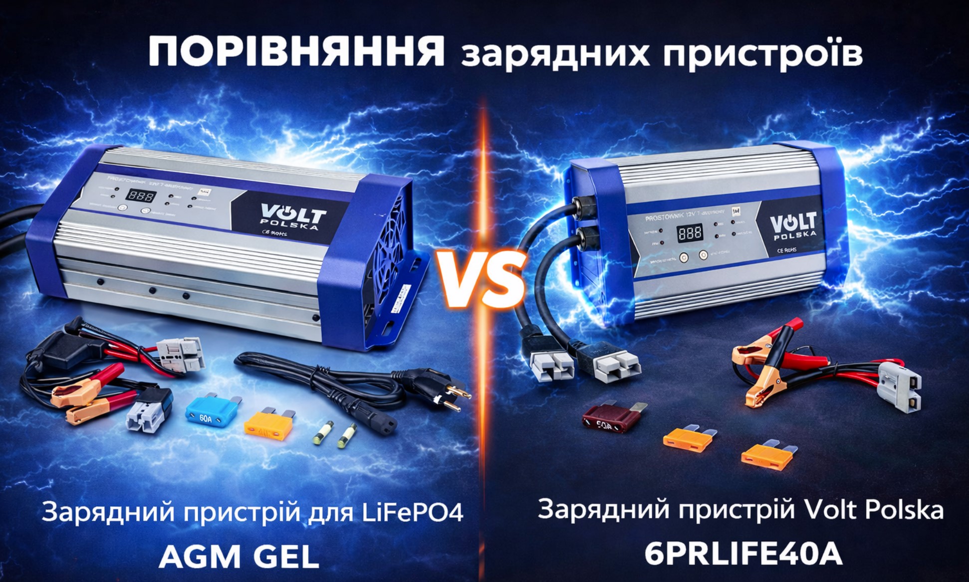 Зарядні пристрої Volt Polska для LiFePO4 AGM та GEL акумуляторів