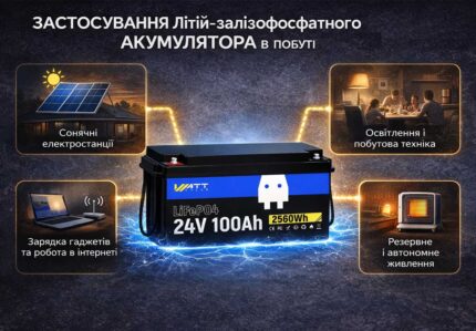 Літій-залізо-фосфатний акумулятор WattCycle LiFePO4 24V 100Ah застосування в побуті
