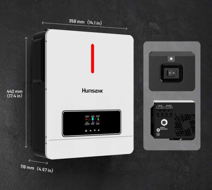 Гібридний інвертор Humsienk 4200W 24V 230V MPPT 6200W HSINV24V4.2KW220-SRB-EU