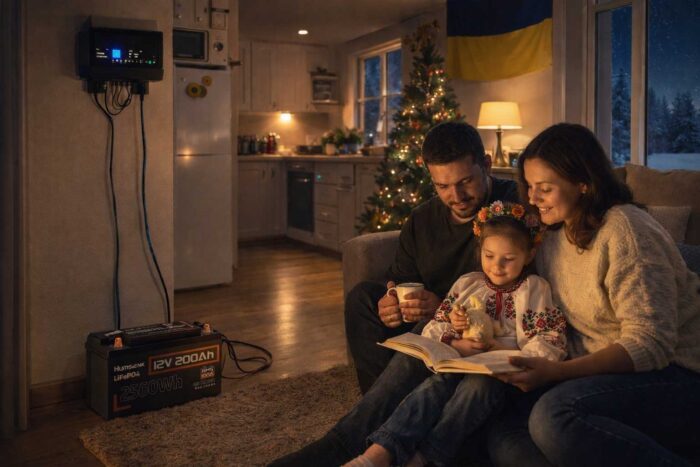 Акумулятор Humsienk LiFePO4 12V 200Ah батарея з BMS 100A HS12V200AH100 Електрика в домі