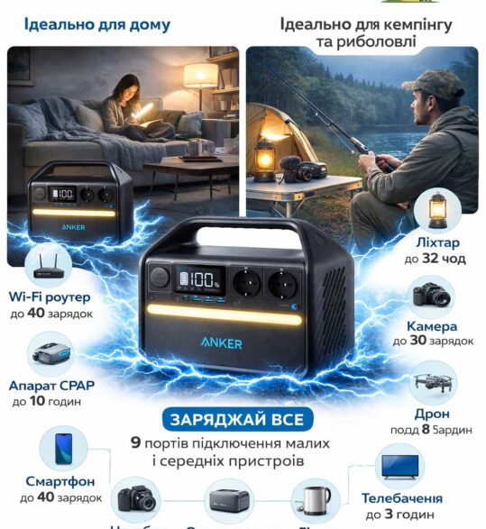 Anker 535 PowerHouse зарядна станція LiFePO4 ІНФОГРАФІКА