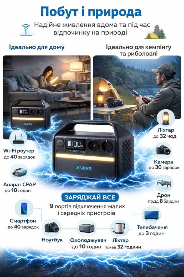 Anker 535 PowerHouse зарядна станція LiFePO4 ІНФОГРАФІКА