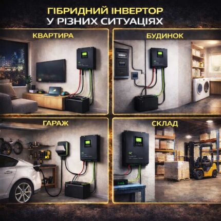 Автономний гібридний інвертор GREEN CELL 2000VA 1000W 12V MPPT INVSOL01