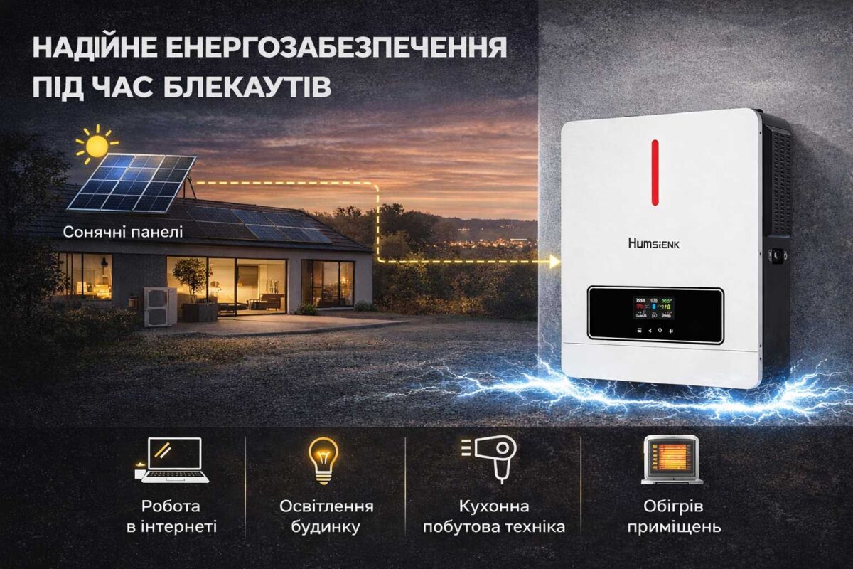 Гібридний інвертор Humsienk 4200W 24V: реальна сумісність з LiFePO₄, робота під час блекаутів та автономне використання