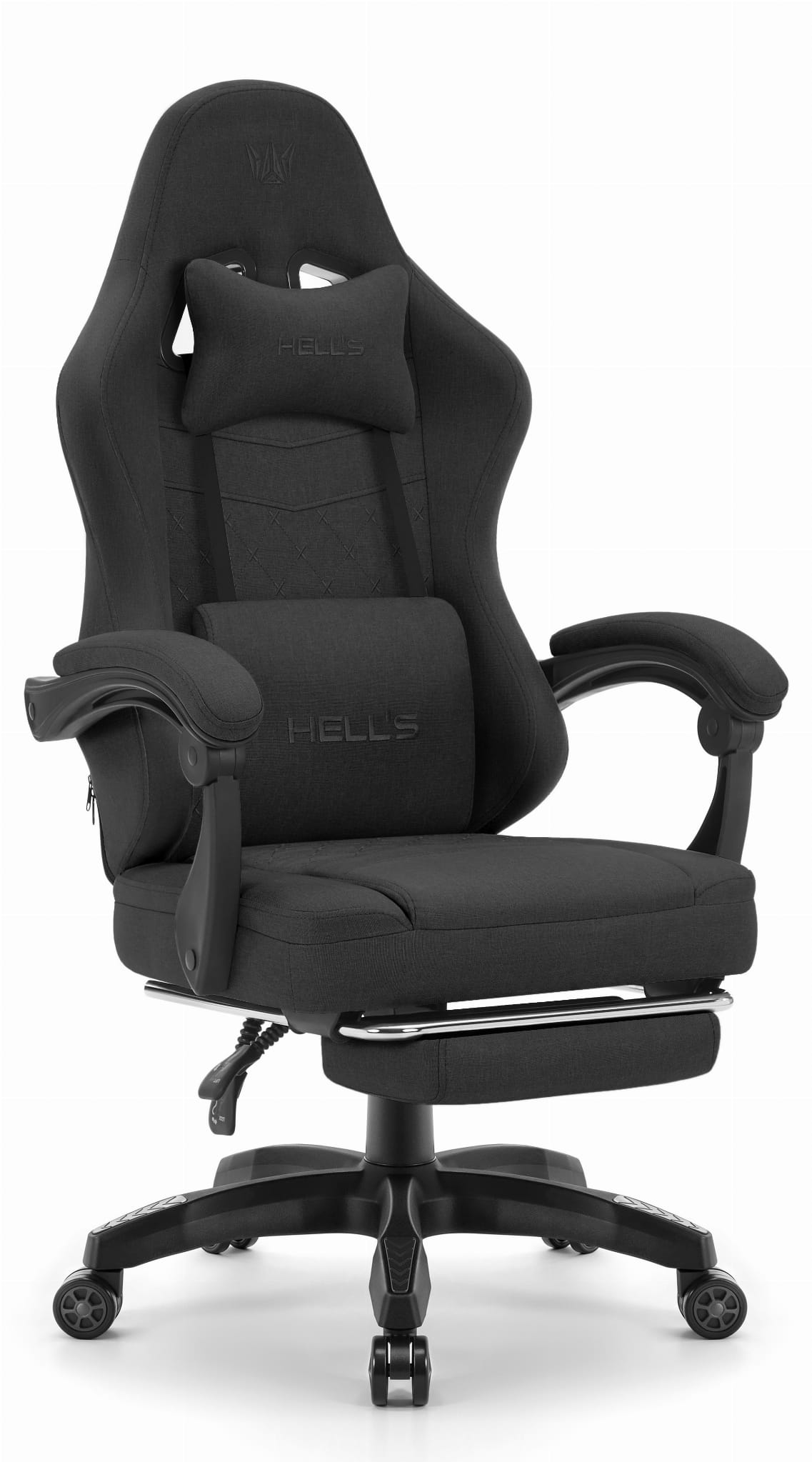 Fotel-gamingowy-Hells-Chair-HC-1015-Black-Czarny-Tkanina Геймерське крісло Hell's Chair HC-1015 Black тканина - Зображення 1