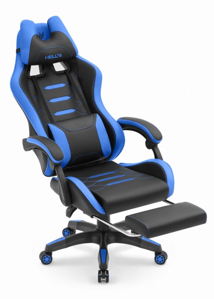 Геймерське крісло Hell's Chair HC-1039 2.0 Blue Black екошкіра - Зображення 5