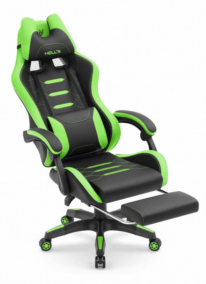 Геймерське крісло Hell's Chair HC-1039 2.0 Green Black екошкіра - Зображення 4