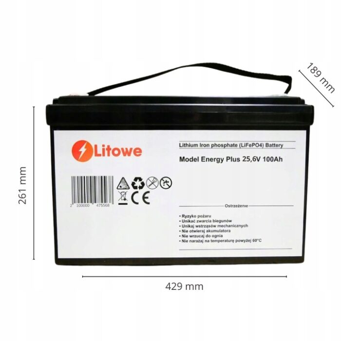 Акумулятор Litowe LiFePO4 24V 100Ah (BMS) - Зображення 3