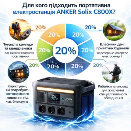 Зарядна станція ANKER Solix C800X 1200W 768Wh (A1755) Інфографіка