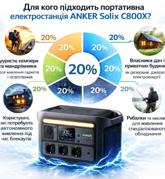 Зарядна станція ANKER Solix C800X 1200W 768Wh (A1755) Інфографіка
